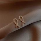 Rhinestone Curve Earring 1 Pair - Gold - One Size