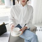Scarf-neck Crepe Blouse