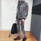 Set: Embroidered Hoodie + Zip Vest + Sweatpants