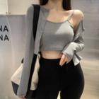 Cropped Camisole Top / Cardigan / Boot-cut Pants