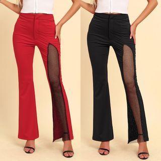 Fishnet Panel Bootcut Pants
