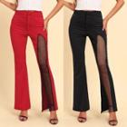 Fishnet Panel Bootcut Pants