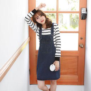 Pocketed Denim Overall Dress