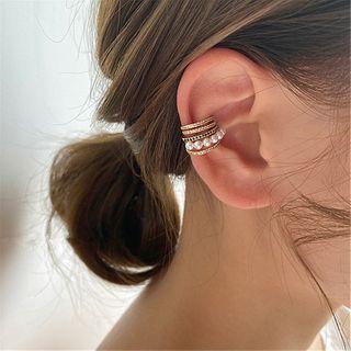 Layered Clip-on Earring 1 Pc - Gold - One Size