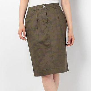 Camo Print Midi Pencil Skirt
