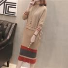 Mock Two Piece Long-sleeve Midi Knitted Dress