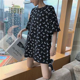 Moon Printed T-shirt Dress