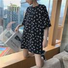 Moon Printed T-shirt Dress