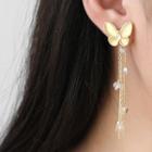 Butterfly Faux Cat Eye Stone Alloy Fringed Earring