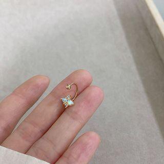 Star Rhinestone Stainless Steel Earring 1 Pc - Gold - One Size