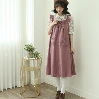 Frilled Beribboned Pinafore Dress One Size