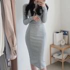 Long-sleeve Hooded Sheath Knit Dress