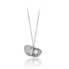 925 Sterling Silver Elegant Fashion Shell Pearl Pendant Necklace With Austrian Element Crystal Silver - One Size