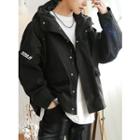 Hooded Printed Drawcord-hem Boxy Windbreaker