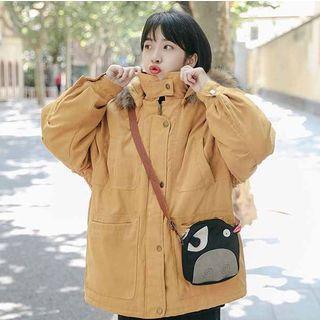 Long-sleeve Furry Hooded Coat