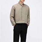 Mandarin-collar Linen-blend Shirt