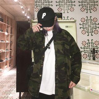 Camo Buttoned Jacket As Shown In Figure - One Size