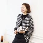 Checked Wool Blend Zip-up Jacket