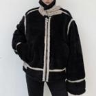 High-neck Furry Zip Jacket