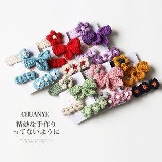 Set Of 4: Knit Hair Clip (assorted Designs)