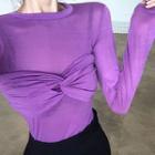 Mock Two-piece Twisted Long-sleeve T-shirt