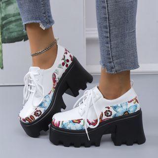 Platform Print Lace-up Shoes