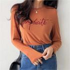 Lettering-embroidered Slim-fit T-shirt