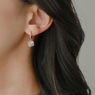 Rhinestone Cat Eye Stone Hoop Earring Rose Gold - One Size