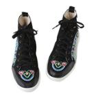 Embroidered Canvas High-top Sneakers