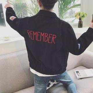 Letter Embroidered Back Jacket