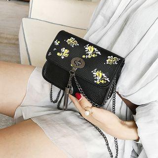 Chain Detail Printed Crossbody Bag