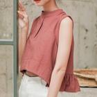 Sleeveless Cropped Blouse Brick Red - One Size