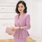 Double-breasted Peplum Jacket / Pencil Skirt / Dress Pants / Set