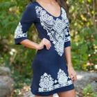 Patterned 3/4-sleeve Bodycon Dress