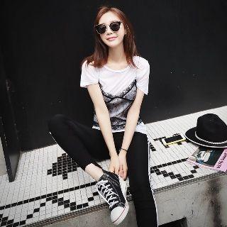 Set: T-shirt + Sleeveless Lace Top