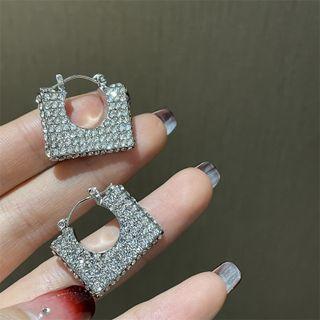 Square Rhinestone Alloy Earring 1 Pair - Silver - One Size