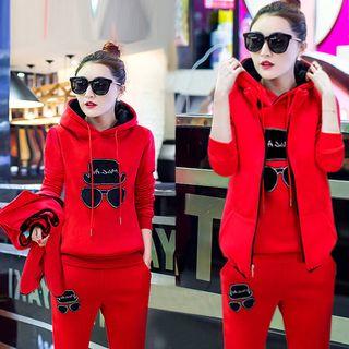 Set: Applique Hoodie + Sweatpants + Vest