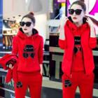 Set: Applique Hoodie + Sweatpants + Vest