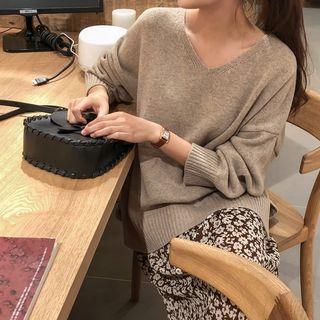 V-neck Woolen Loose Sweater