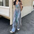 Halter Tie Dye Mesh Jumpsuit Pink & Black & Off-white - One Size
