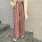 Patterned Wide-leg Pants Pink - One Size
