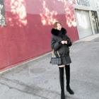 Padded Hooded Zip Coat / Mini Skirt