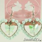Sweet Lover Green Heart Butterfly Earrings