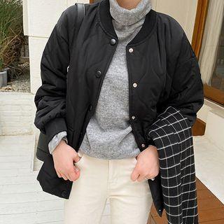 Plus Size Flap-pocket Quilted Jacket