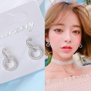 Rhinestone Earring 1 Pair - Platinum - One Size