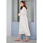 Frilled-trim Textured Long Dress