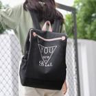 Lettering Square Canvas Backpack