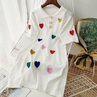 Heart Embroidered Knit Dress