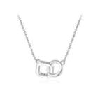 Simple Personality Geometric Square Circle Necklace With Cubic Zirconia Silver - One Size