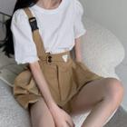 Puff Short-sleeve Top / Suspender Shorts